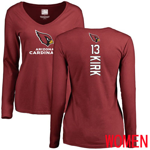 Arizona Cardinals Maroon Women Christian Kirk Backer NFL Football #13 Long Sleeve T Shirt
